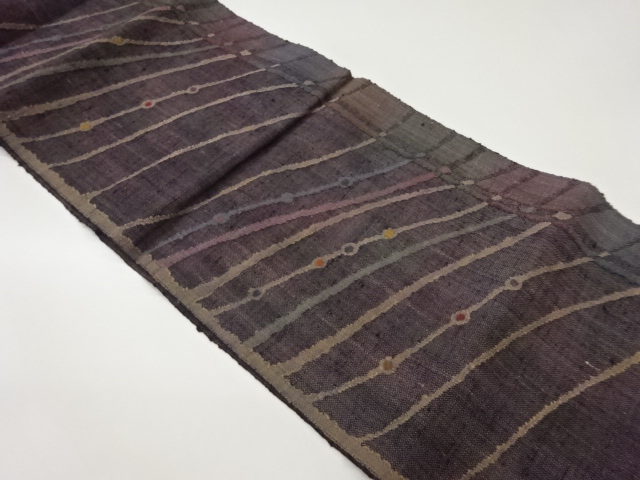 JAPANESE NAGOYA OBI / MAWATA TSUMUGI / WOVEN WAVY STRIPE
